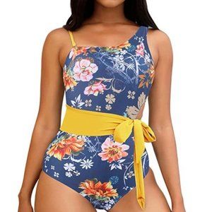 Adisputent NWT One Piece Sz XL Floral Side Cutout Swimsuit